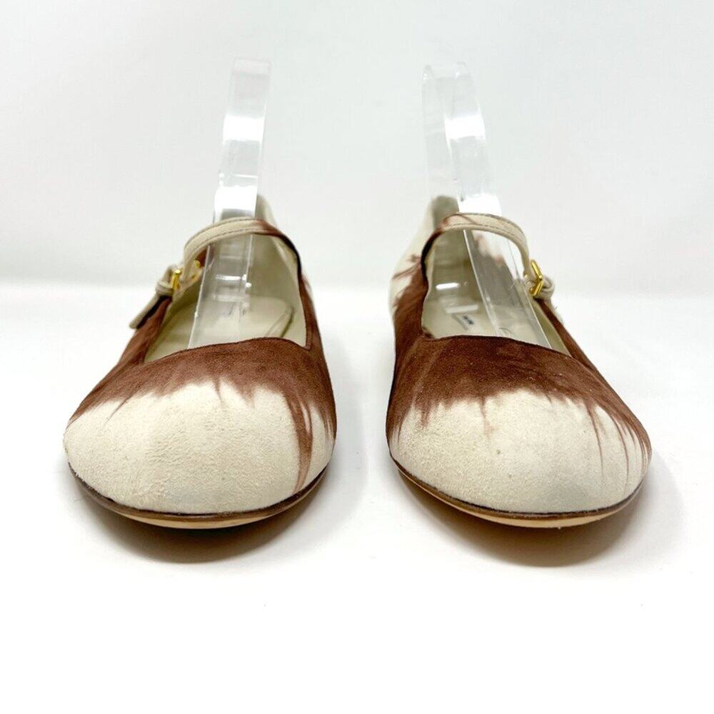 Miu Miu Brown Tie‑Dye Suede Mary Jane Flats EU 41 Made‎ in Italy - Picture 4 of 9